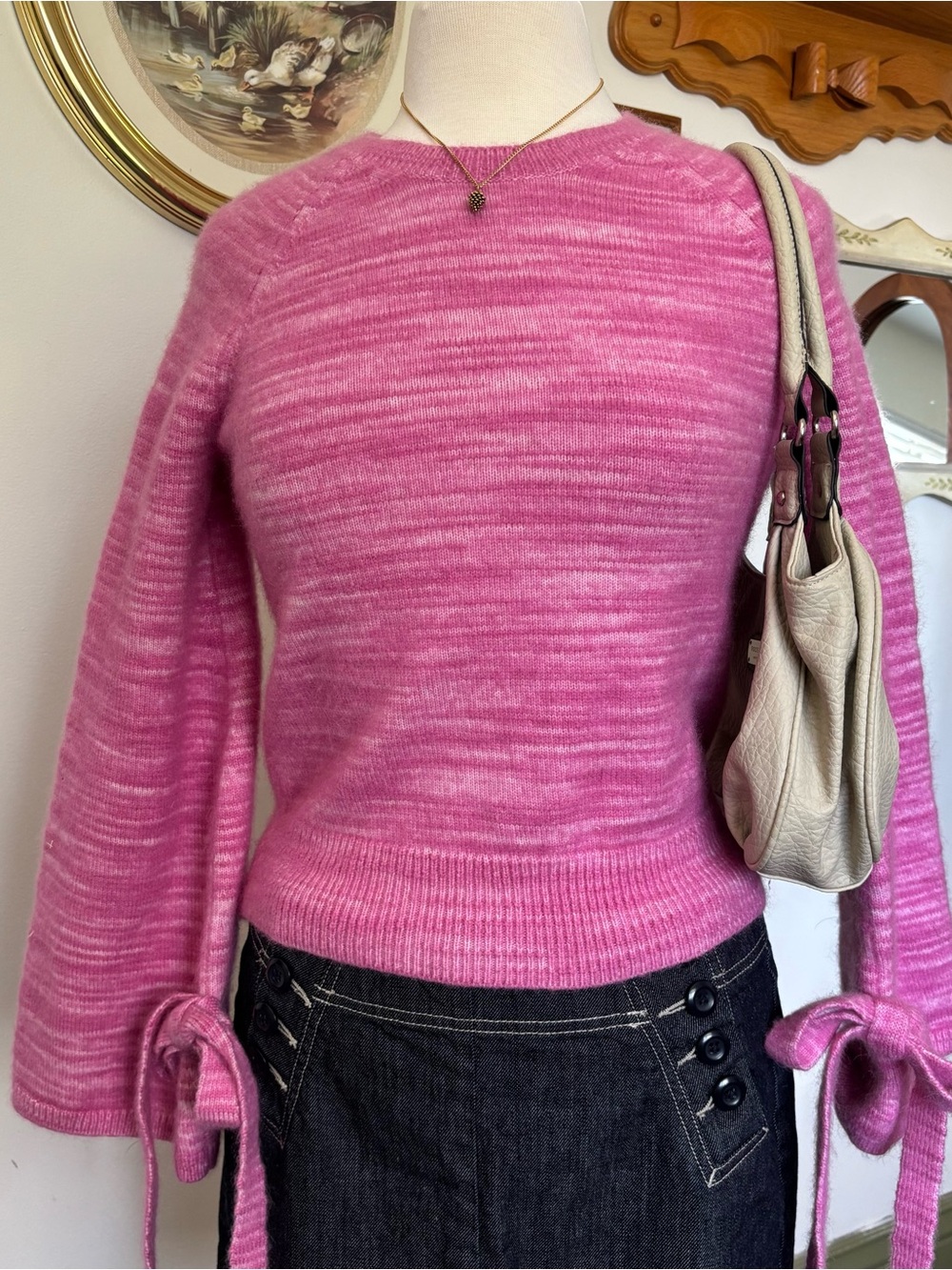 J. Crew Pink Bell Sleeve Sweater